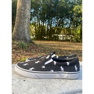 Polo Ralph Lauren Thompson Mens Black Embroidered Pony Slip On Sneakers 13D